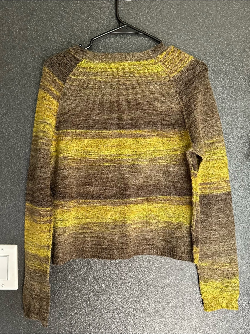 prAna Striped Wool Blend Knit Sweater Size Small Brown Mustard Yellow - Picture 5 of 6